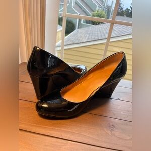 J. Crew Black Patent Leather Wedges